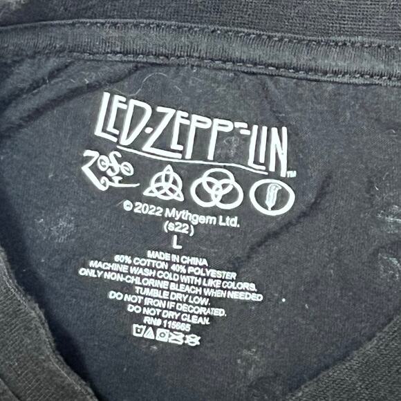 LED ZEPPELIN USA 1977 Graphics Long Sleeve Black Spotted Shirt Large Black Used - Picture 4 of 4